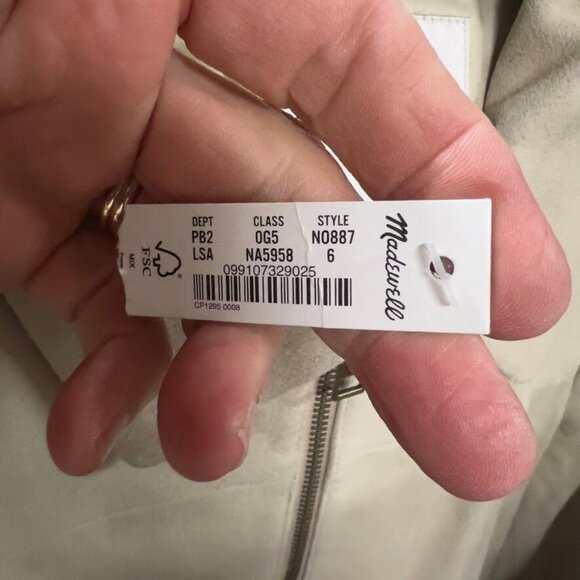 Madewell $498 Shrunken Zip-Front Jacket in Suede Light Sand Size 6 NO887 - Picture 10 of 11